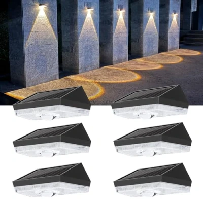 Image of ELLASAY Solar Fence Lights Outdoor Garden,10 Color Modes Garden Powered Waterproof, Bright for Outside Deck Patio Gate Yard Decoration 6Pack