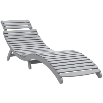 Image of vidaXL Sun Lounger Grey 184x55x64 cm Solid Wood Acacia