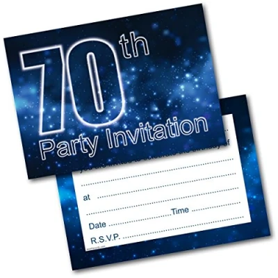 Image of Doodlecards 70Th Birthday Party Invitations Male Invites Pack of 20 Postcards and Envelopes