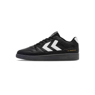 Image of Hummel ST Power PLAY Unisex Trainers, Size: 4, Black/white Imitation leather/ textile