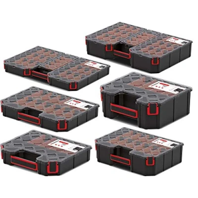 Image of Tager DIY Compartment Parts Storage Organiser Cabinet Screws Carry Case Tool Box (Large)