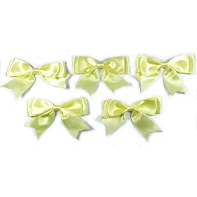 Image of Large Satin Ribbon Double Bows 8cm Wide Pack of 5 (Yellow)
