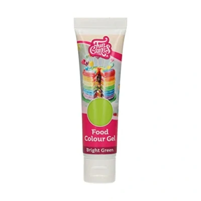 Image of FunCakes Food Colour Gel Bright Green: Highly Concentrated Colouring for Batter, Cream, Fondant, Marzipan, Dough. Single Drips to Create Vibrant Colours. Halal. 30 g.