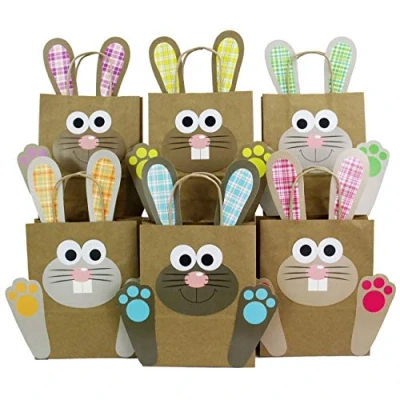 Image of Papierdrachen DIY Easter gift bags with colorful bunny to fill yourself for the packaging of gifts children and adults