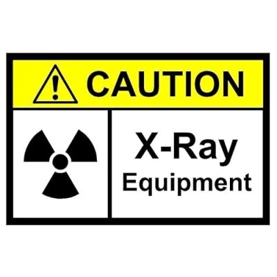 Image of Caution x Ray equipment safety sign Self adhesive sticker (200mm 150mm)
