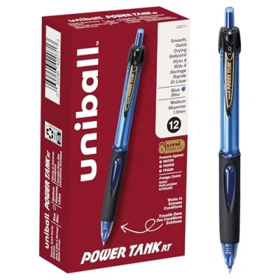 Image of uni ball Power Tank Retractable Ballpoint Pens Medium Point, 1.0mm, Blue, 12 Pack
