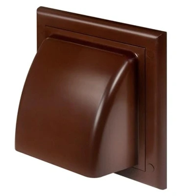 Image of Brown Ducting Cowled Gravity Flap 150mm / 6&quot; Outlet Cowl Air Vent Grille with Non Return Valve Backdraft Shutter KO150 30BR