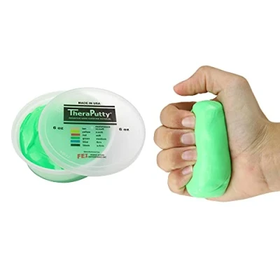 Image of CanDo TheraPutty Antimicrobial Therapeutic modelling clay 6 oz green (medium)