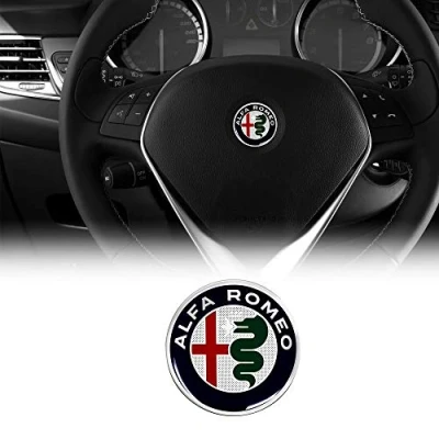 Image of Alfa Romeo 21836A 3D Logo Sticker for Steering Wheel, Diameter 40 mm