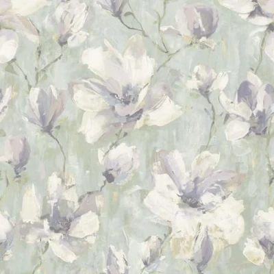 Image of Grandeco Camilla Floral Oil Painting Textured Wallpaper, Chalky Matt Sage
