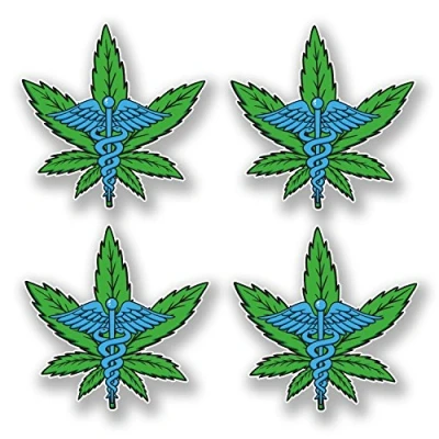 Image of 4 x 5cm Small Cannabis Vinyl Sticker Leaf Laptop Medical Weed Marijuana #6664 (5cm Wide Tall)