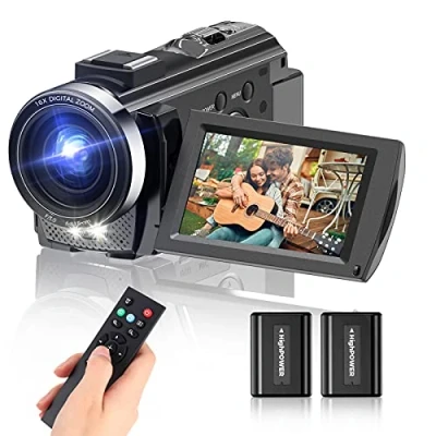 Image of Sunscien Video Camera Camcorder, Full HD 1080P Digital YouTube Vlogging Recorder,Video 30FPS 3.0 Inch LCD 270 Rotatable Degrees IPS Screen with Remote Control 2 Batteries