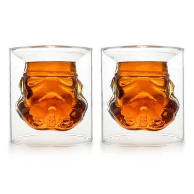 Image of Original Stormtrooper Inverted Whisky Glasses Set of 2, Transparent, for Whiskey, Bourbon &amp; Scotch, 150ml, Perfect Glass, Rum Glass Gift Men ThumbsUp!