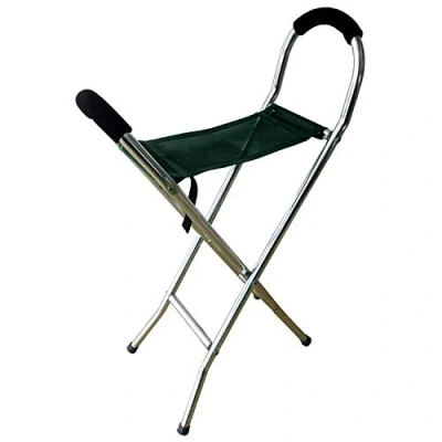 Image of Netagon Lightweight Folding Portable Walking Stick Chair Seat Stool Ideal for Hiking Camping Fishing Travel (Green)