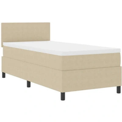 Image of vidaXL Box Spring Bed with Mattress Light Green Grey 80x200 cm Corduroy Fabric