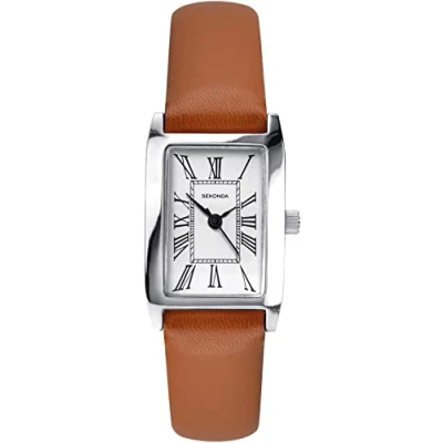 Image of Sekonda Classic Ladies Quartz Watch with White Dial Analogue Display and Tan Strap 40339