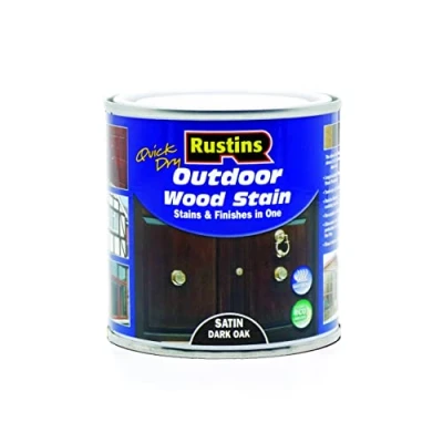 Image of Rustins Quick Dry Outdoor Wood Stain Dark Oak 250ml Durable and Weather Resistant Finish, Fast Drying, Vibrant Color for Decks, Fences, &amp; Furniture, Available in Many Shades