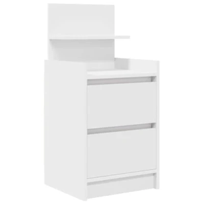 Image of vidaXL Bedside Cabinet/Nightstand Modern White Engineered Wood with 2 Drawers, 38x34x80 cm