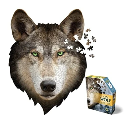 Image of Madd Capp Puzzles I AM Wolf 550 Pieces Animal Shaped Jigsaw Puzzle