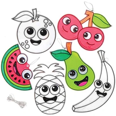 Image of Baker Ross AT777 Fruit Suncatchers Pack of 10, Suncatcher Stained Glass Effect for Children to Make and Display