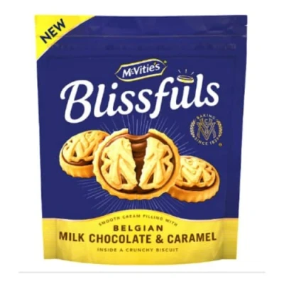 Image of McVitie&#039;s Blissfuls Belgian Milk Chocolate &amp; Caramel Biscuits 228g x Case of 6