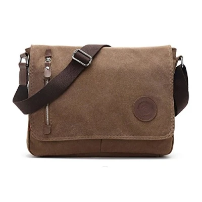 Image of Vintage Canvas Messenger Bag, 13 Inch Laptop Shoulder Bag Satchel for Men Women School Work And Daily Use (coffee)
