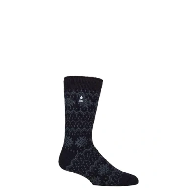 Image of Mens 1 Pair SOCKSHOP Heat Holders 2.3 TOG Patterned and Plain Thermal Socks Two Tone Fairisle 6 11