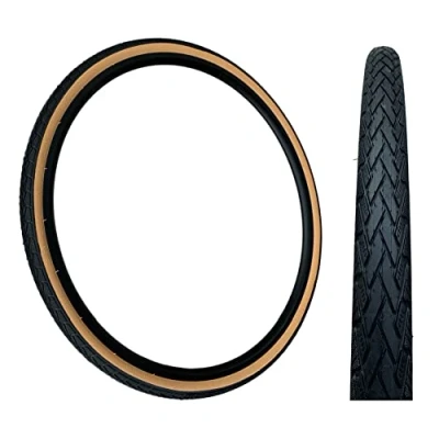 Image of Baldy&#039;s 700 x 35c Black with Tan Amber Wall Slick Road Tread Tyre For Hybrid Trekking Bikes