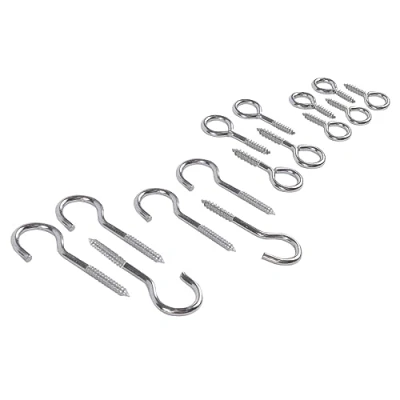 Image of 15pc Galvanised Iron Screw Hooks Set 4 Sizes By Blackspur