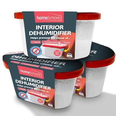 Image of 3pk 400ml Interior Dehumidifiers Disposable Window Moisture Absorber for Window, Home, Wardrobe, Damp Traps Condensation Absorbers Windows, Mini Dehumidifier + SOL Sticker