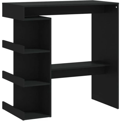 Image of vidaXL Bar Table with Storage Rack Black 100x50x101.5 cm Engineered Wood