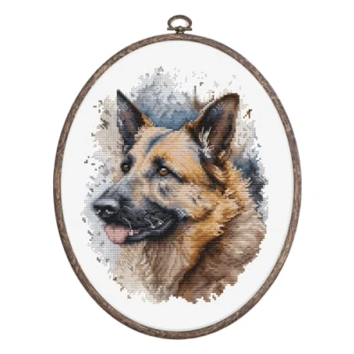 Image of Luca S Cross Stitch Kit with Hoop Included BC214 The German Shepherd