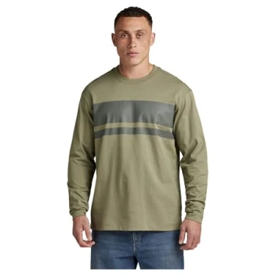 Image of G Star Men&#039;s Placed Stripe Boxy T Shirt, Green (shamrock D24367 C784 2199), M