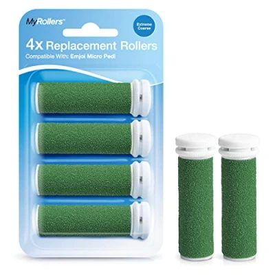 Image of 4 x Extreme Coarse Green Replacement Rollers Compatible with Emjoi Micro Pedi