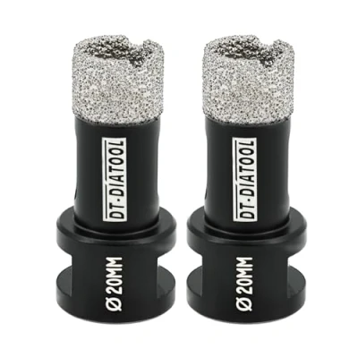 Image of DT DIATOOL Diamond Drill Bit 2PCS 20mm Hole Saw for Dry Drilling Tile Porcelain Marble Ceramic Granite