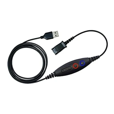 Image of daily Headset Phone Adapter Quick Disconnect to USB Cable Compatible with Plantronics or QD, Volume &amp; Mic Controls Connects Telephone PC Laptop
