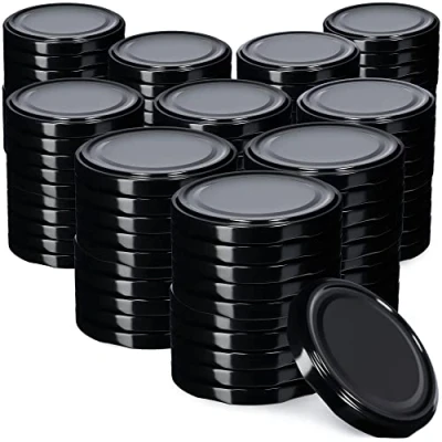 Image of KADAX Jar Lids Ø 66 mm, Secure Metal with Four Threads, Seals Replacement, Twist Off Closure for Pickling, Preserving (Black, Set of 100)
