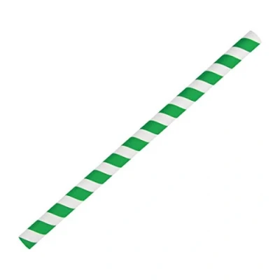 Image of Fiesta Green Compostable Paper Smoothie Straws Stripes (Pack of 250)