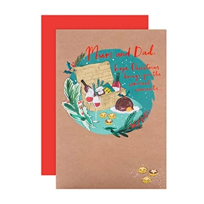 Image of Hallmark Christmas Card for Mum and Dad Contemporary Illustrated Design with 3D Attachment
