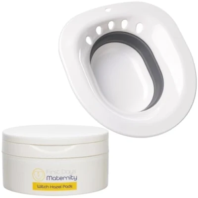 Image of First Days Maternity Witch Hazel Pads for Postpartum and General Use, 40 100% Cotton, Flip lid Tub, Round, 8cm, Made in U.K. (Witch &amp; Sitz Bath)