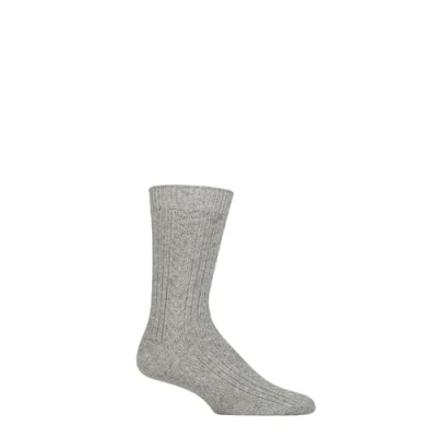Image of Mens Pringle 1 Pair Cashmere and Merino Wool Blend Luxury Socks Light Grey 7 11