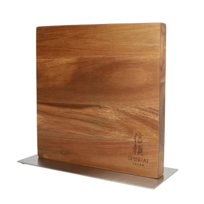 Image of Shinrai Japan Magnetic Knife Block Cito Double Sided Acacia Wood