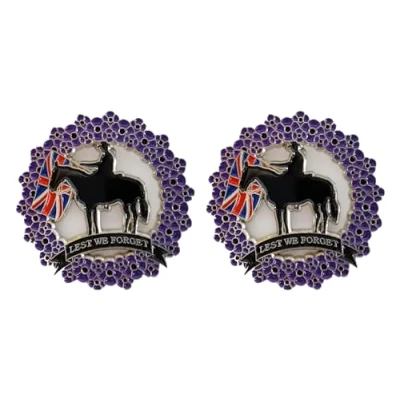 Image of 2 Pcs Purple Poppy UK Veteran Solider Remembrance Day Brooch Enamel Pin Badge