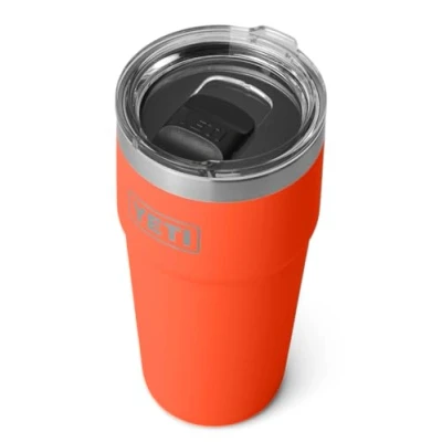 Image of YETI Rambler Cup, Vacuum Insulated Stainless Steel Stackable Cup with Magslider Lid, Papaya, 20 oz (591 ml)