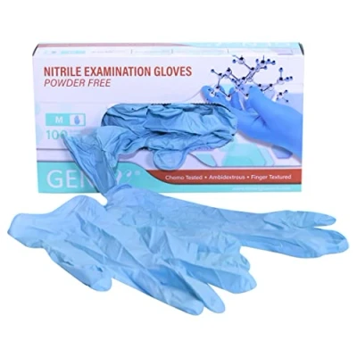 Image of Gen X Nitrile Gloves (Large, 100 Count), Strong &amp; Flexible, Food Safe Blue Gloves, Non Sterile, Powder Latex Free Finger Textured Thick Disposable for Tools, Devices More