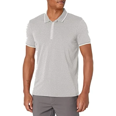 Image of Armani Exchange Men&#039;s Logo Zip Jersey Polo Shirt, Heather Grey B09b, XXL