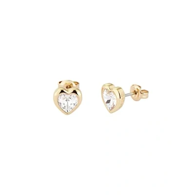 Image of Ted Baker Han Crystal Heart Stud Earrings For Women (Gold/Crystal)