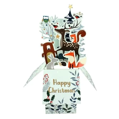 Image of Clever Cubes Pop Up Magical Woodland Animals Christmas Card 3D Xmas XCU003