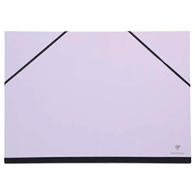 Image of Clairefontaine Ref 144803C Art Folder with Elastic Straps Closure Lilac Colour Customisable Vellum Card Surface, Suitable for 24 x 32cm Sized Documents