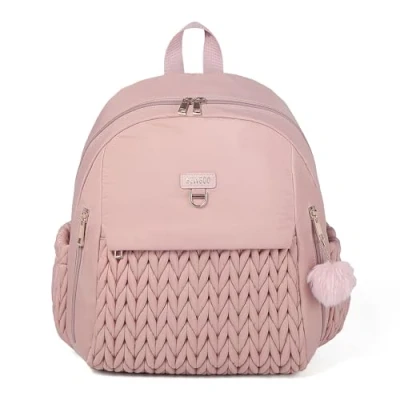 Image of SEWBOO Diaper Bag,Newborn Baby Backpack,Waterproof and Stylish Travel Back Pack with Changing Pad for Women Girls, Dusty Rose, Middle, Middle Size